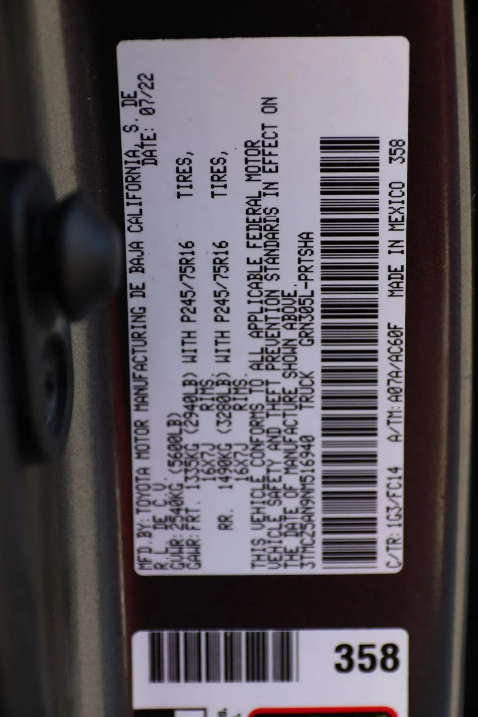 2022 Toyota Tacoma Double Cab SR5 Pickup 4D 5 ft in gray — photo 29 of 30